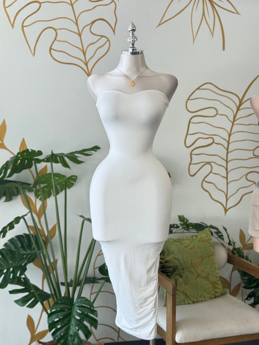Sleek White Strapless Dress