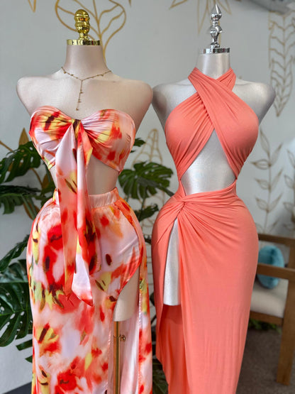 tangerine wrap dress