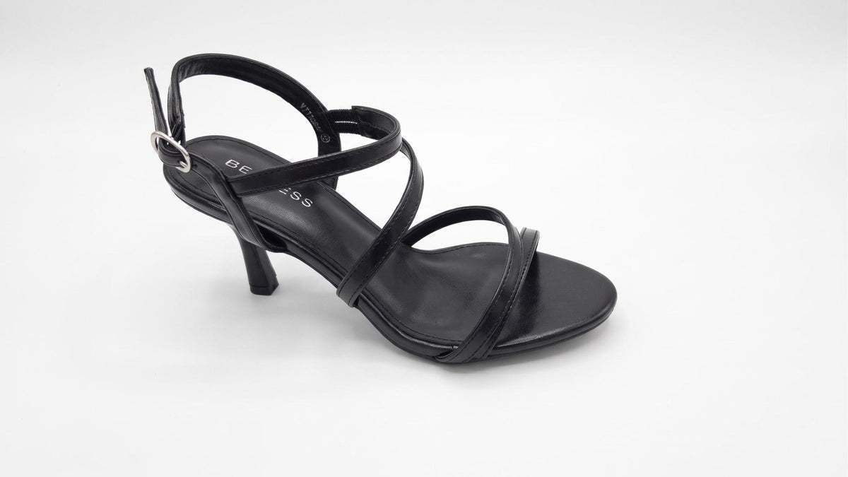 Sandalias Negras Taco de 2.25" con Tiras Cruzadas