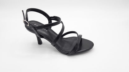 Sandalias Negras Taco de 2.25" con Tiras Cruzadas
