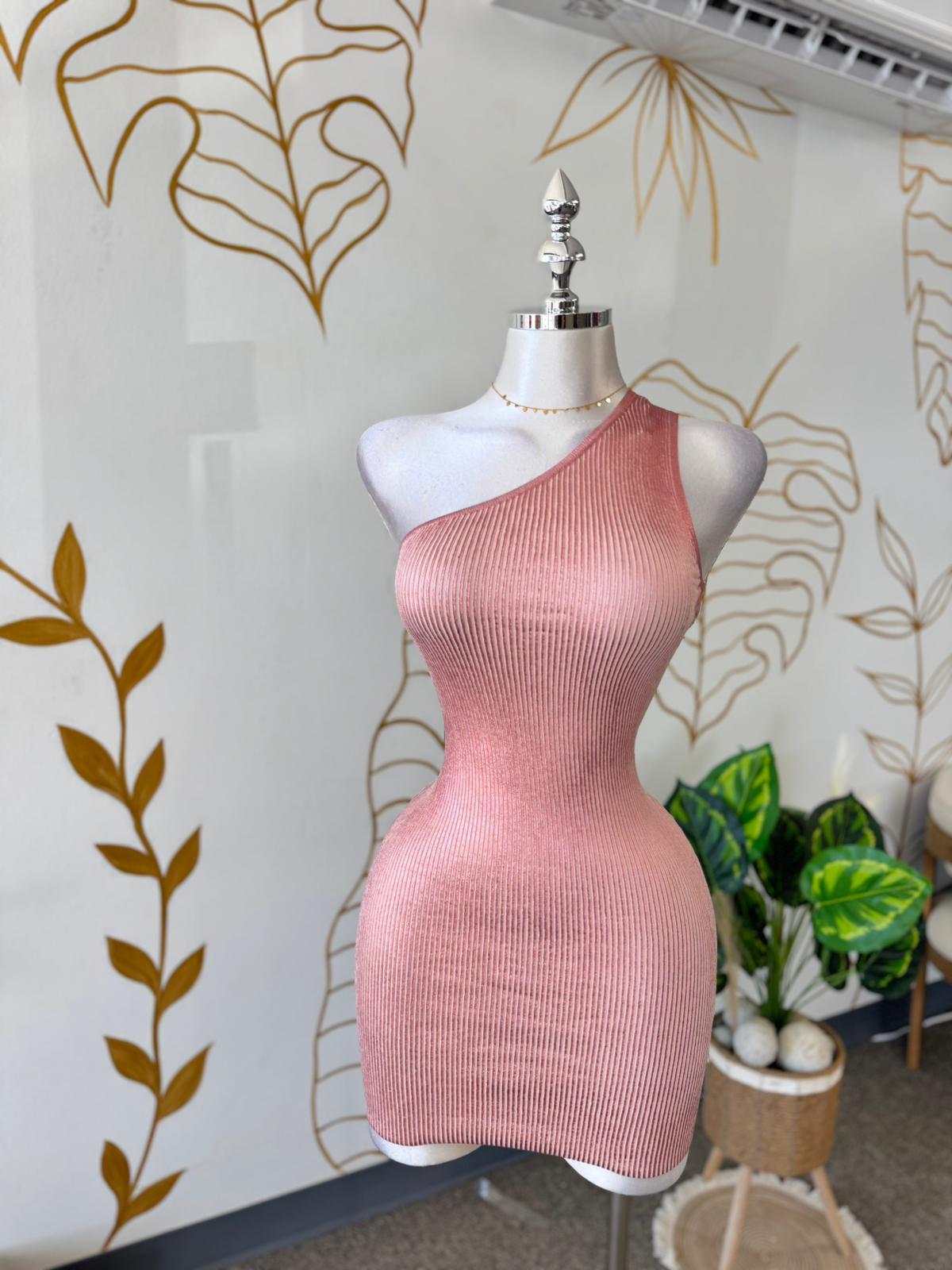 Rose Gold Chic One Shoulder Dress