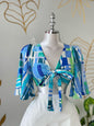 Blue Ocean Geometric Tie Top