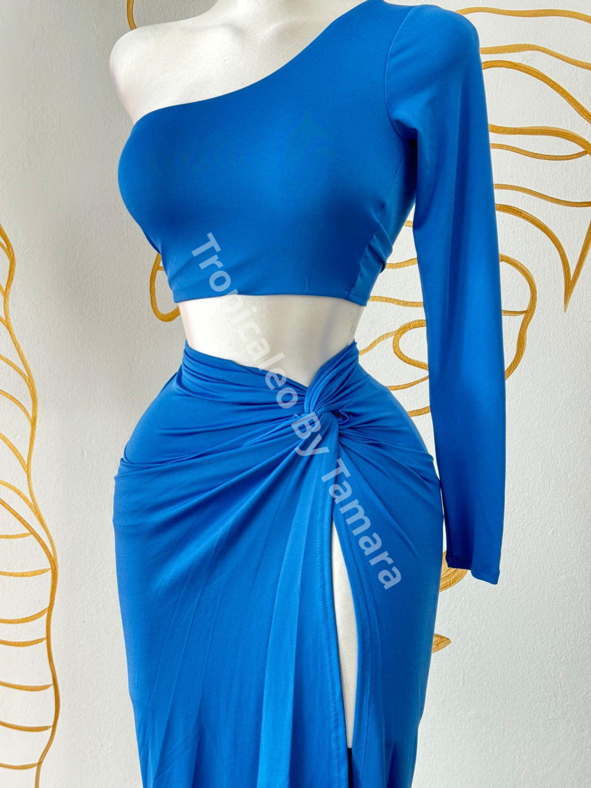 Electric Blue One-Shoulder Twisted Set