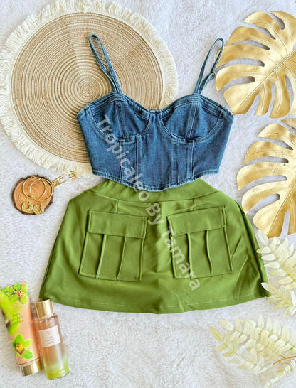 Denim Bustier Crop Top