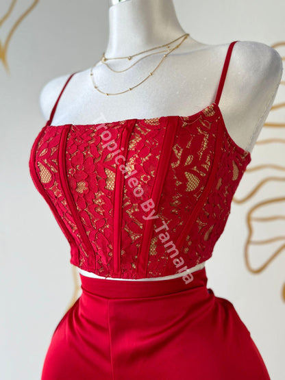 Ruby Lace Palazzo Set