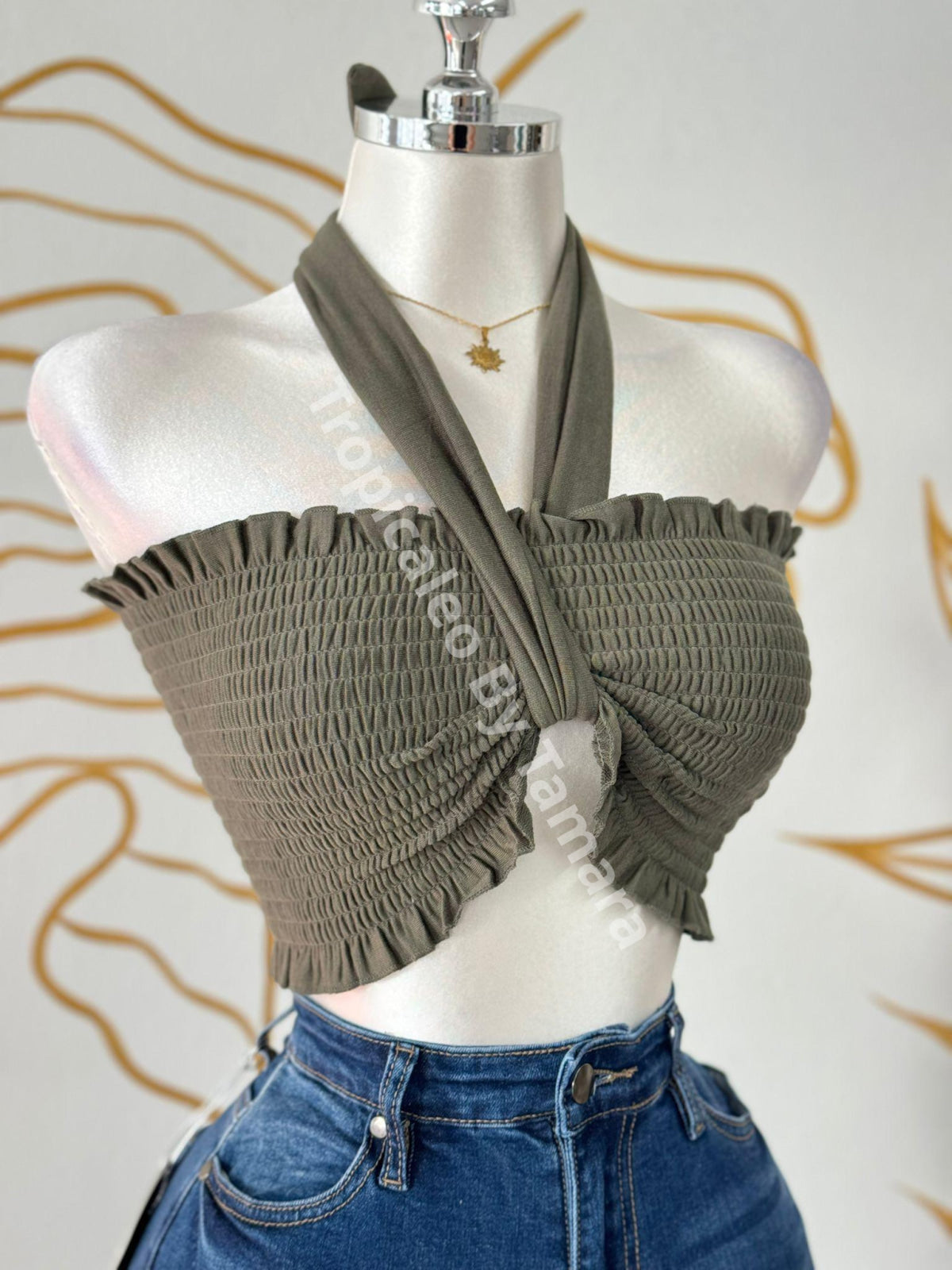 Versatile Smocked Bandeau Crop Top
