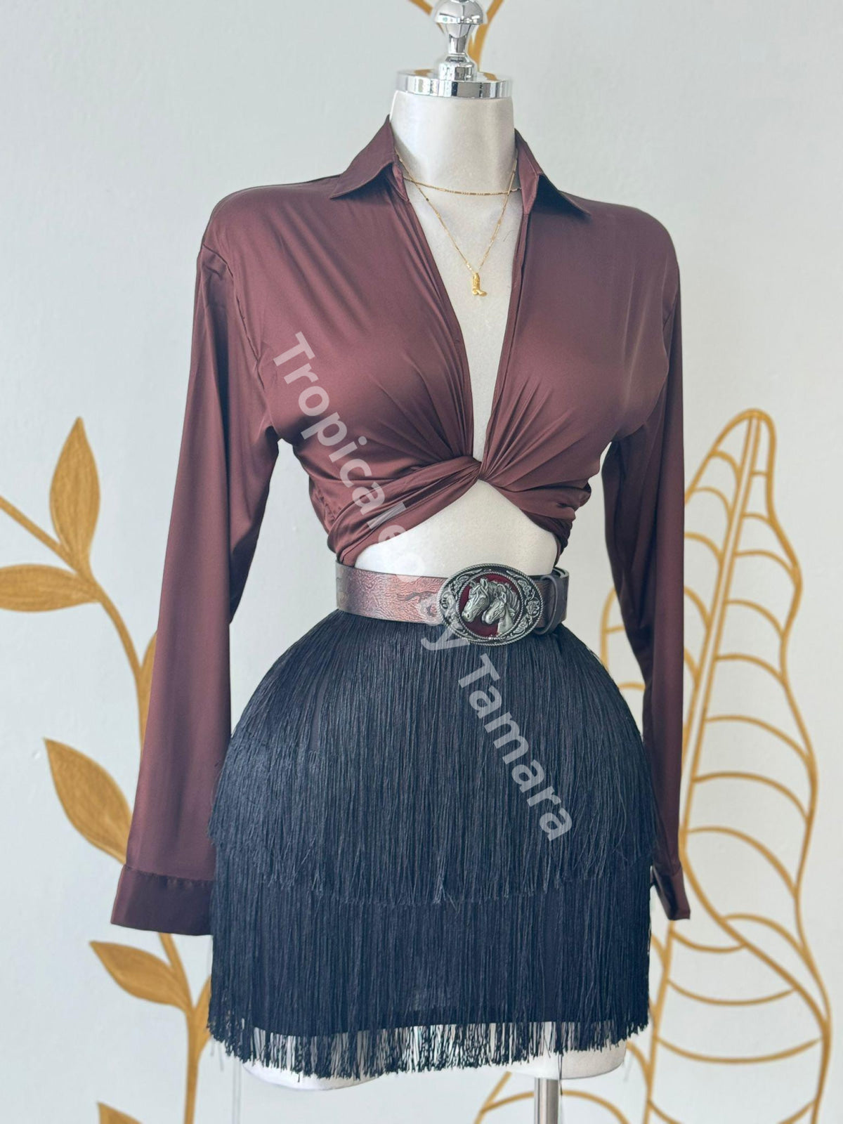 Ruched Fringe Mini Skirt (Falda)