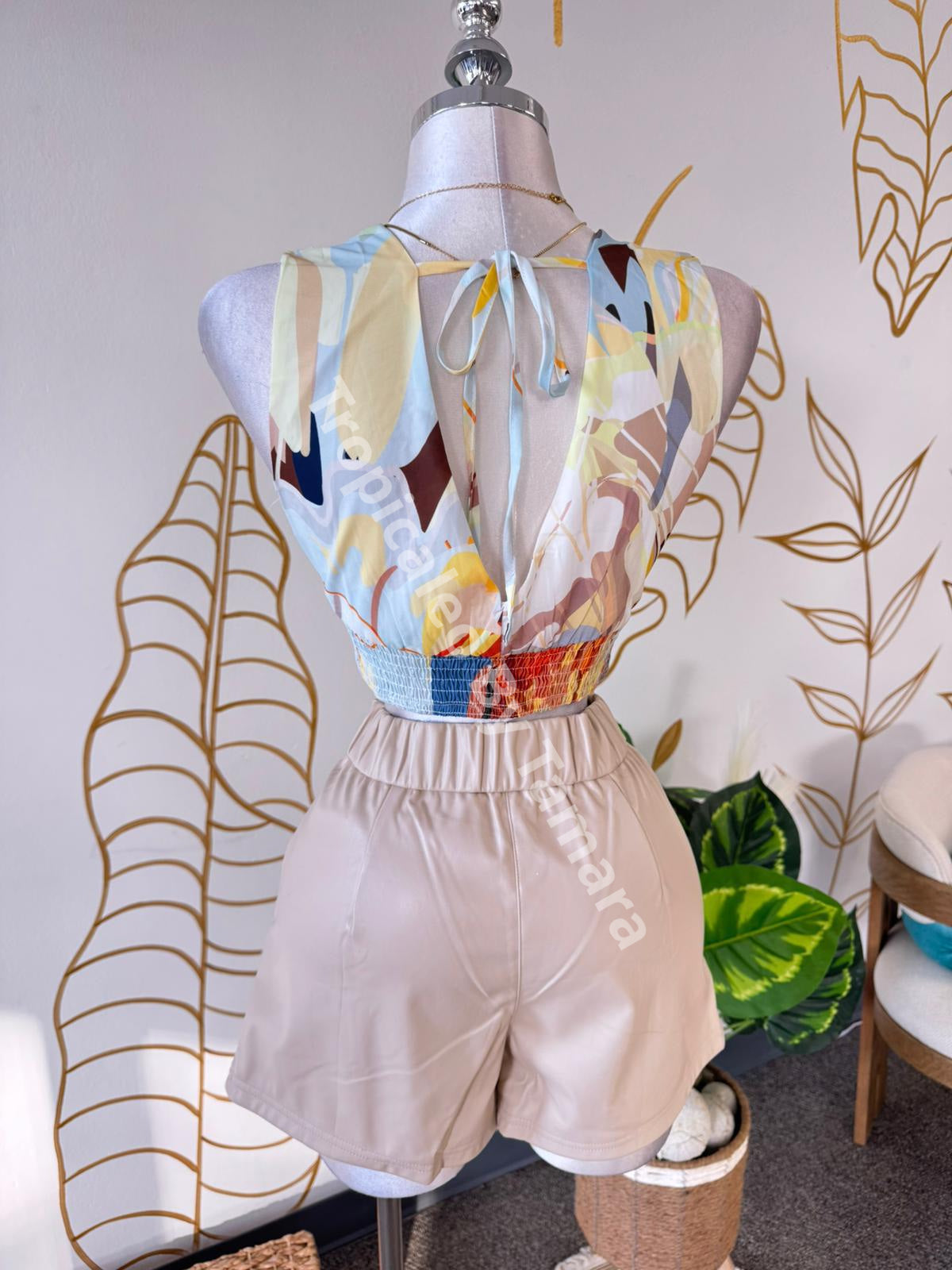 Vibrant Floral V-Neck Crop Top