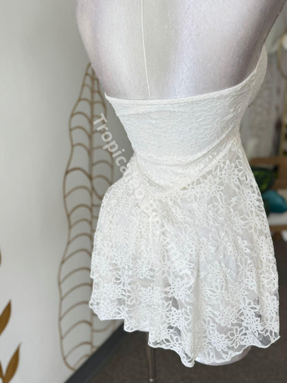 Angelic Bone White Lace Romper