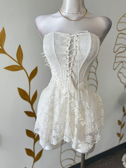 Angelic Bone White Lace Romper