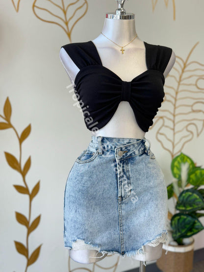 Ice Blue Denim Skirt