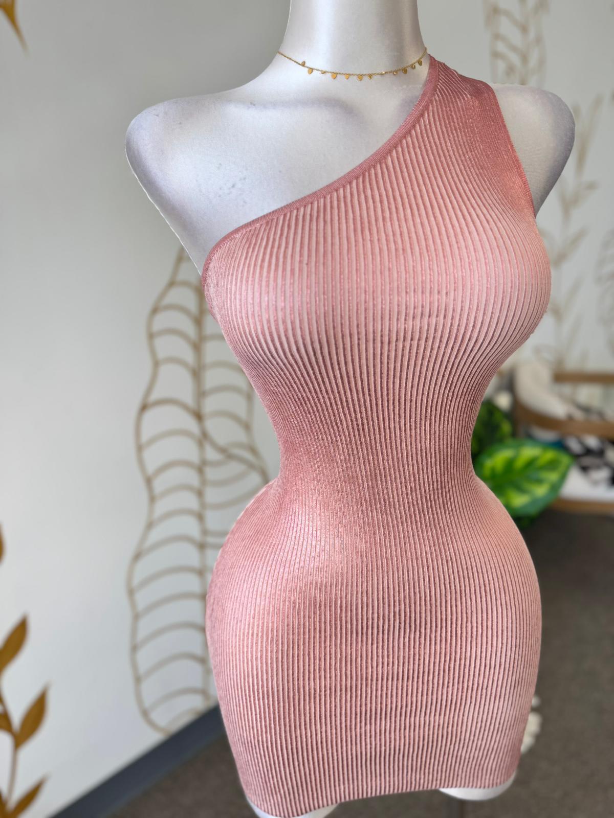Rose Gold Chic One Shoulder Dress