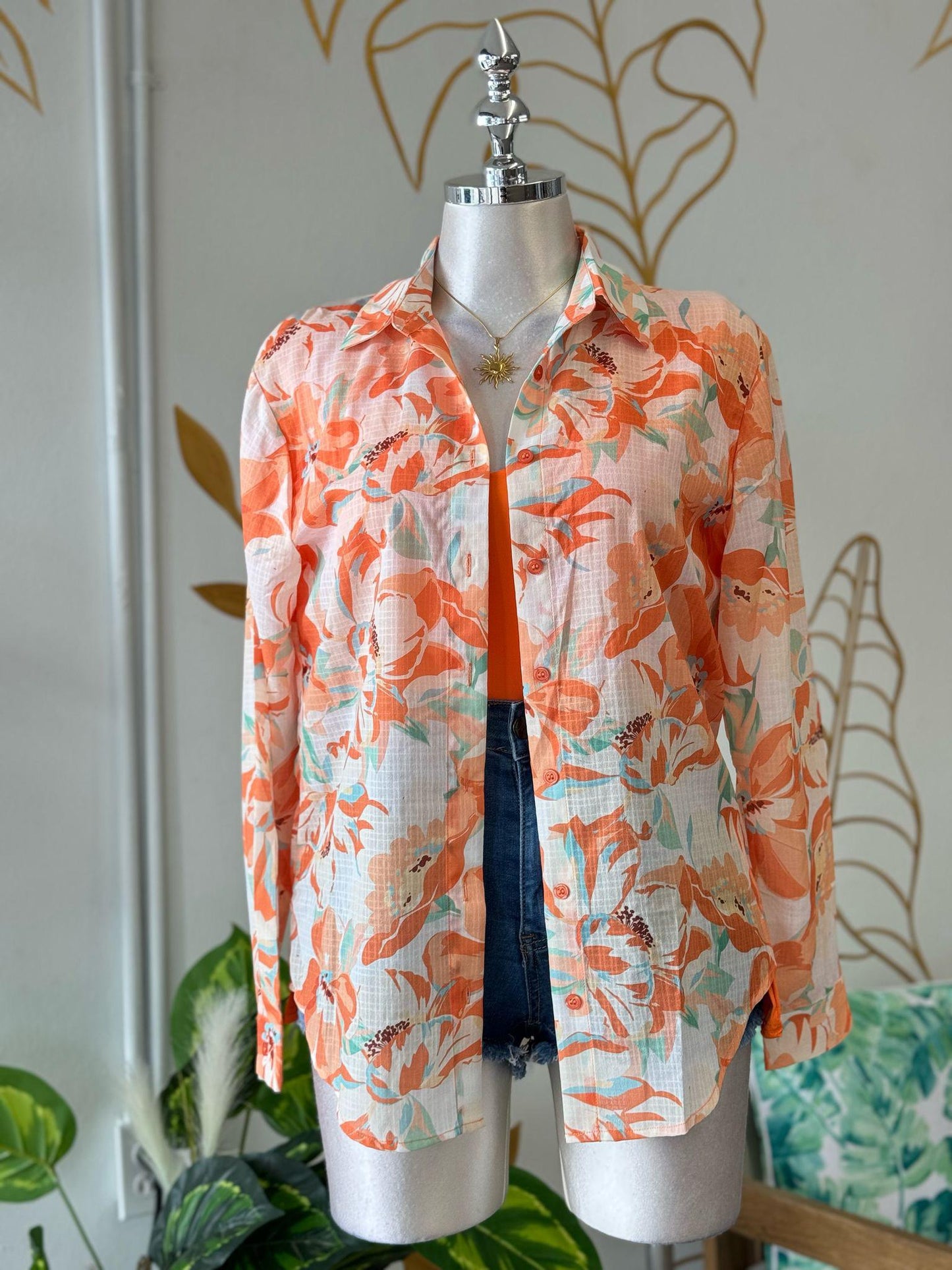 Coral Bloom Button Shirt
