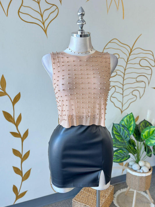 Pearl Mesh Crop Top