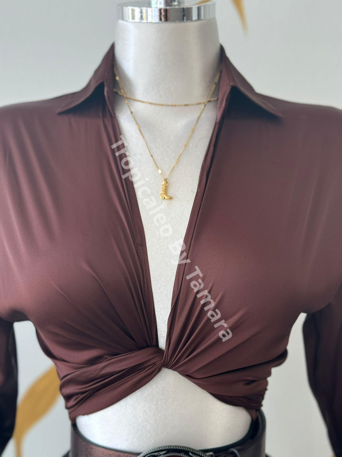 Twist-Front Long Sleeve Blouse