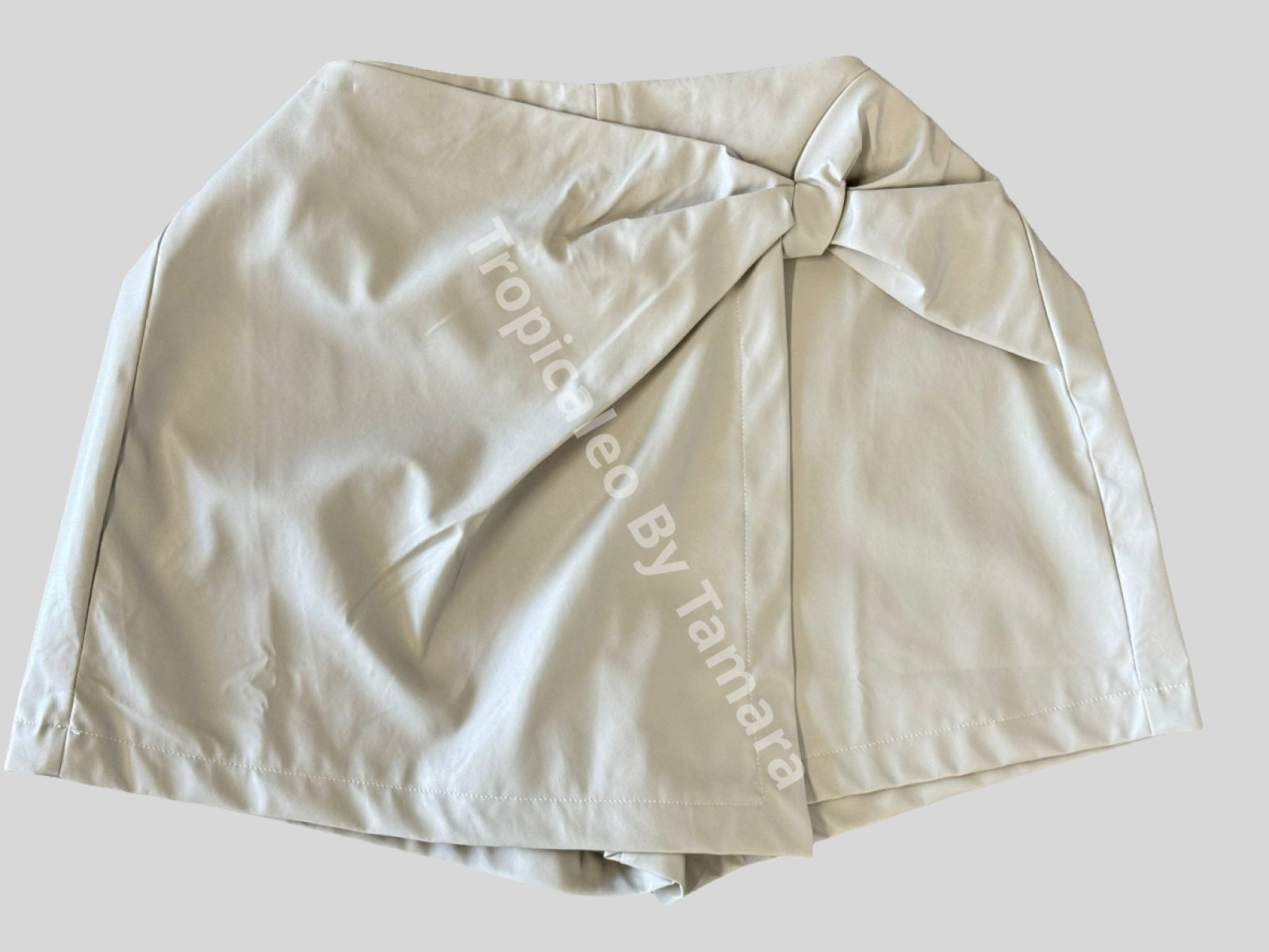 Cream Leather Skort