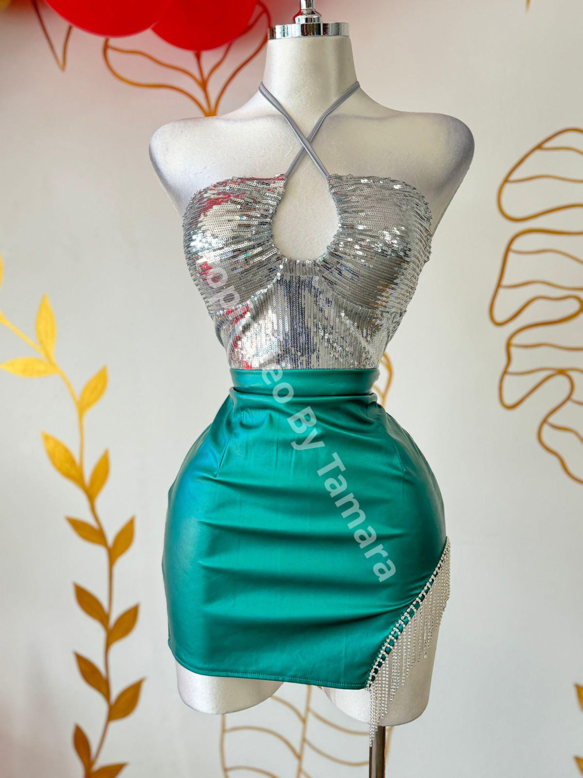 Leather Rhinestones Skirt (Falda)