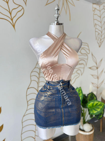 Golden Denim Skirt (Falda)
