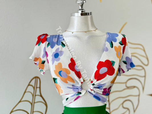 Blooming Joy Twist-Front Crop Top