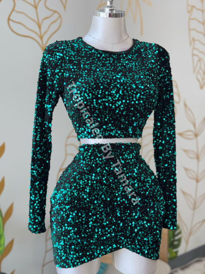 Emerald Glitz Duo Set