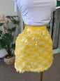 Falda Mini Amarilla de Lentejuelas Grandes con Zipper