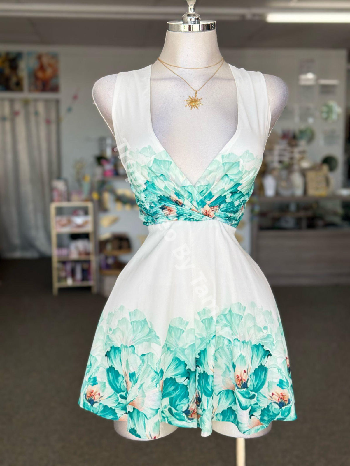 Turquoise Bloom Wrap Romper