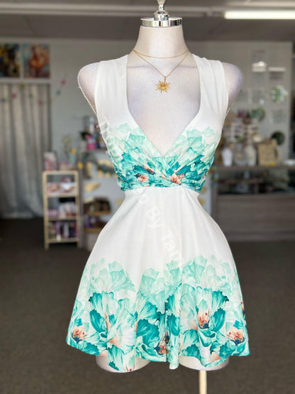 Turquoise Bloom Wrap Romper