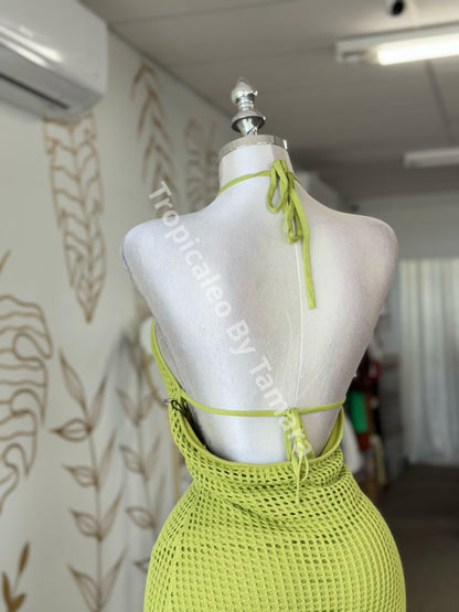 Lime Knit Halter Dress