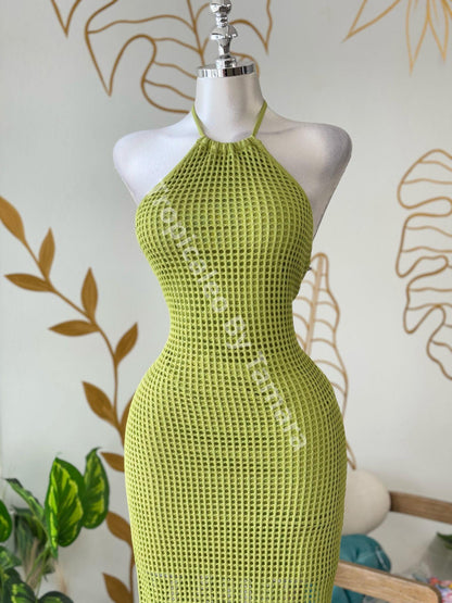 Lime Knit Halter Dress