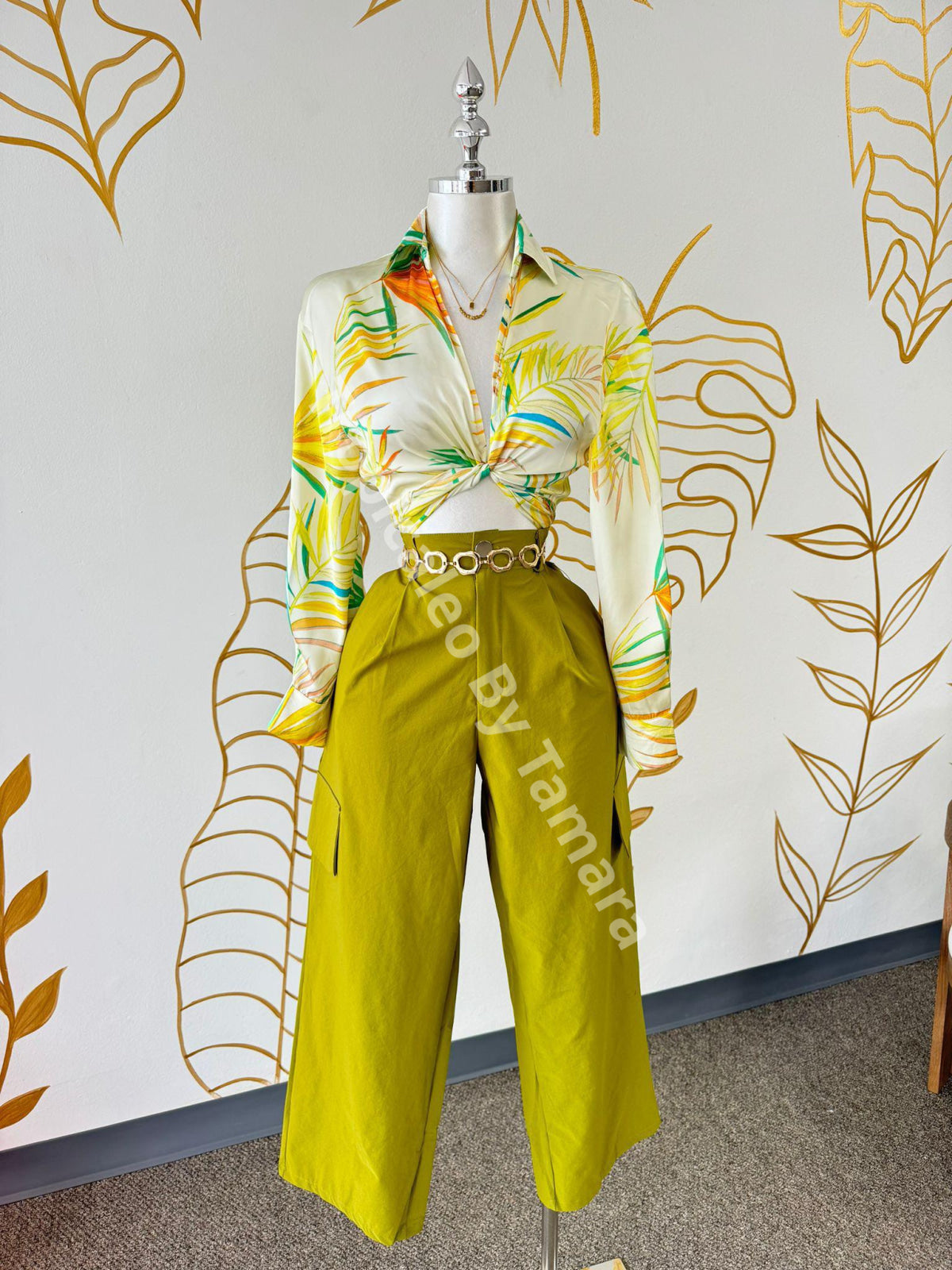 Green Vintage High-Waist Cargo Pants