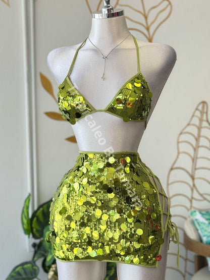 Lime Sequin Mini