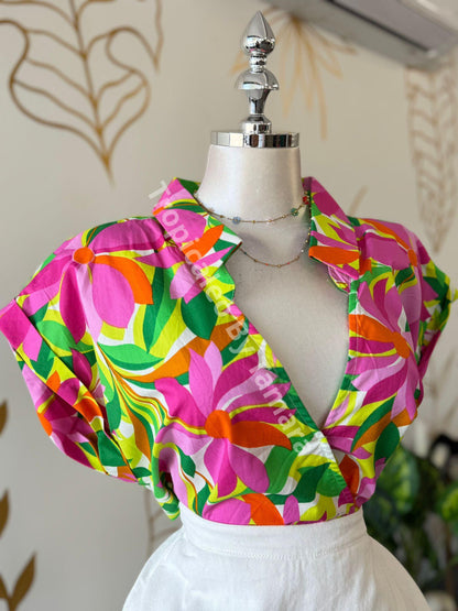 Summer Bloom Wrap Top Large