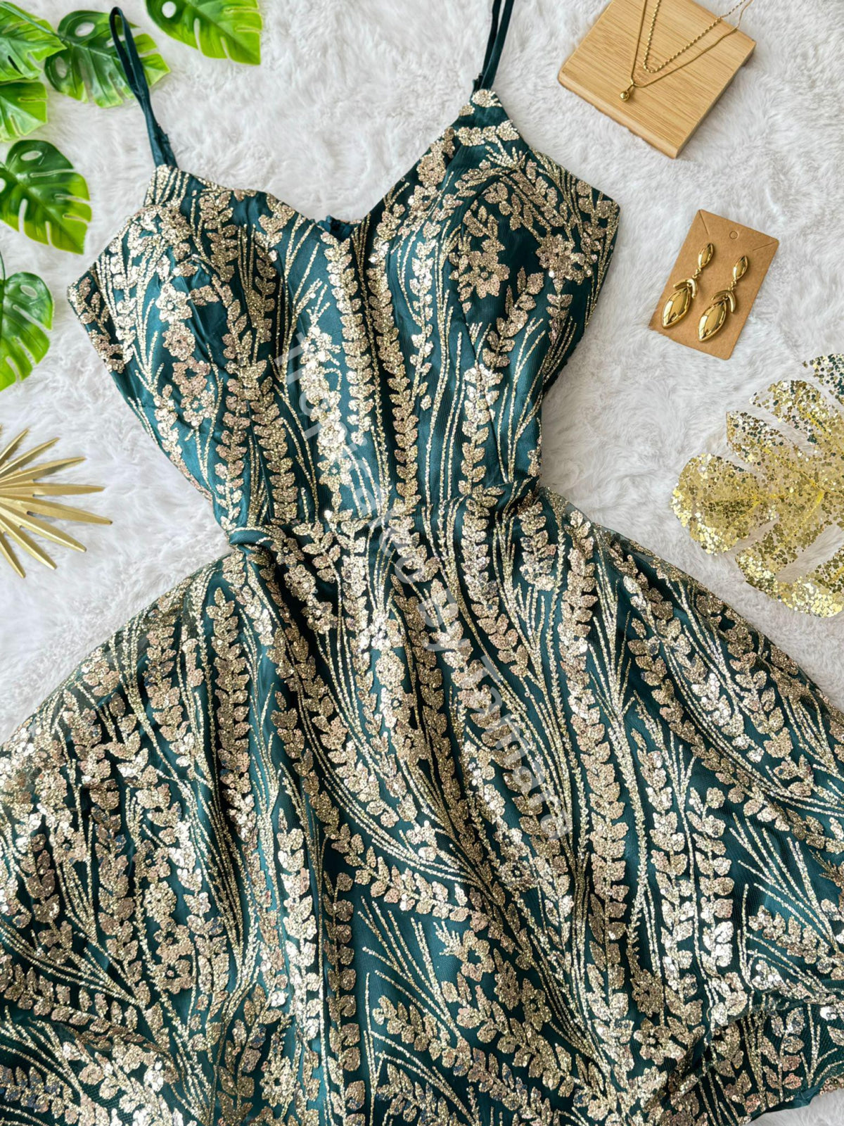 GoldenLeaf Emerald Glam Dress