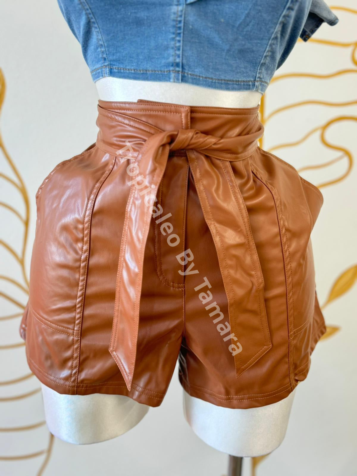 Caramel Leather Shorts