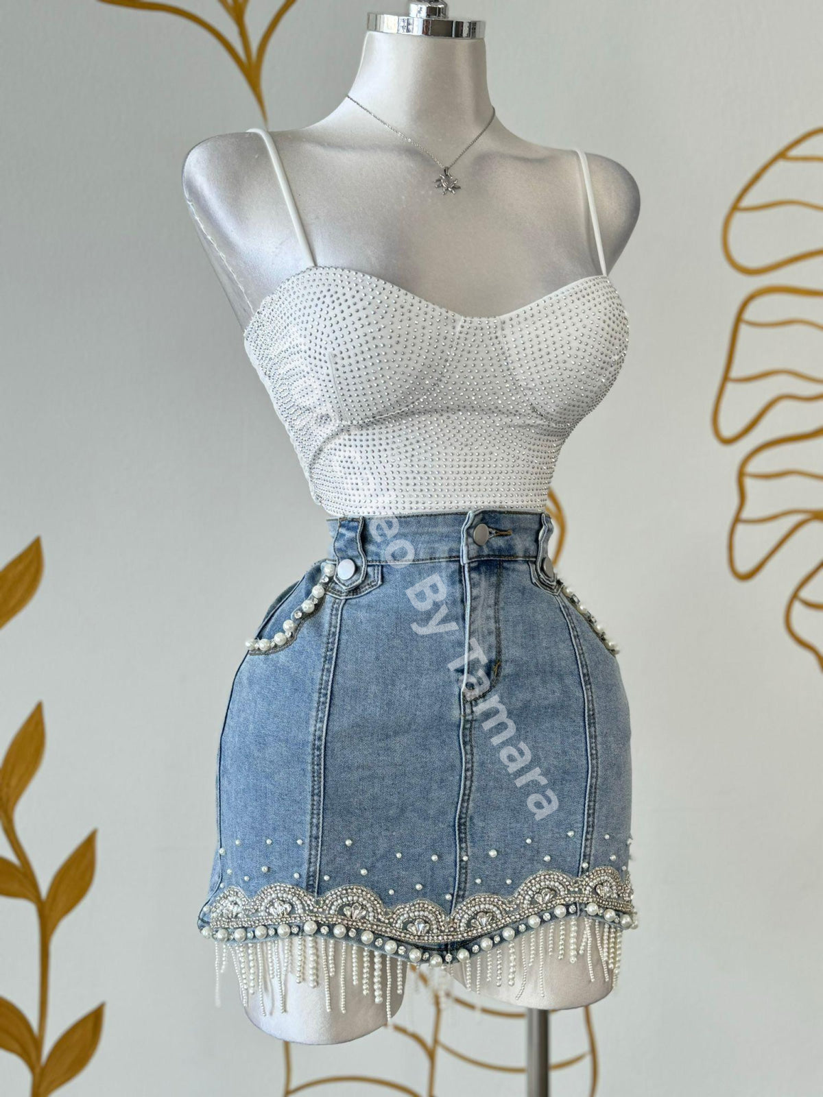 Denim Pearl Skirt (Falda)