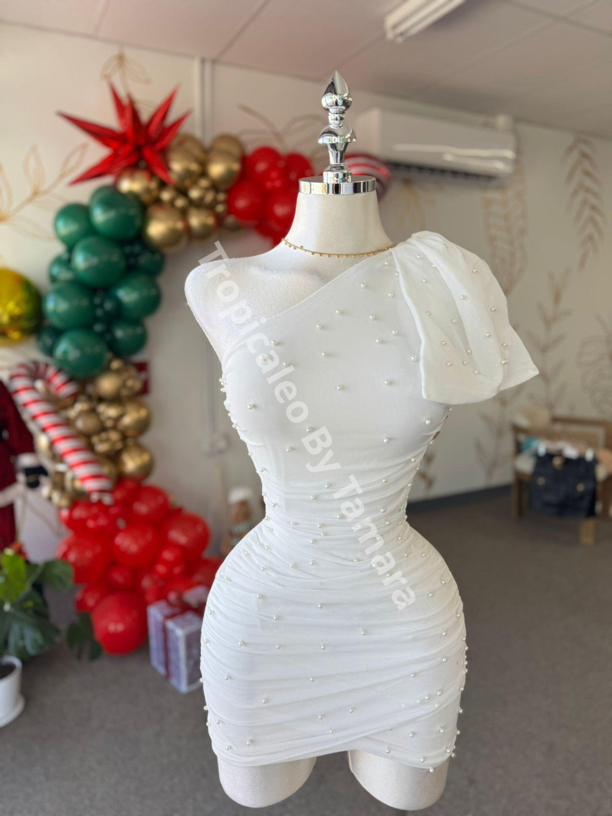 Pearl Glam Dress Small / Blanco
