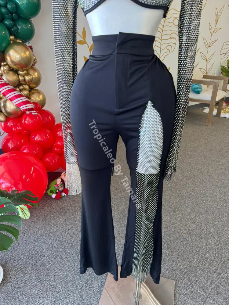 Contrast Mesh Leg Pants