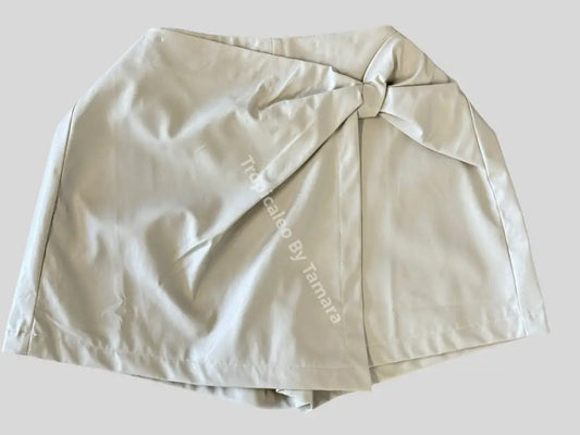 Cream Leather Skort