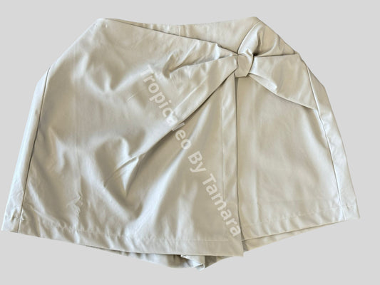 Cream Leather Skort