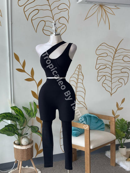Black Asymmetrical Crop Top
