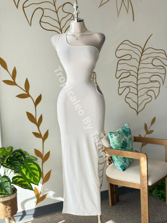 Lace-Up Side Slit Maxi Dress