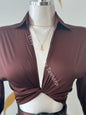 Twist-Front Long Sleeve Blouse Large