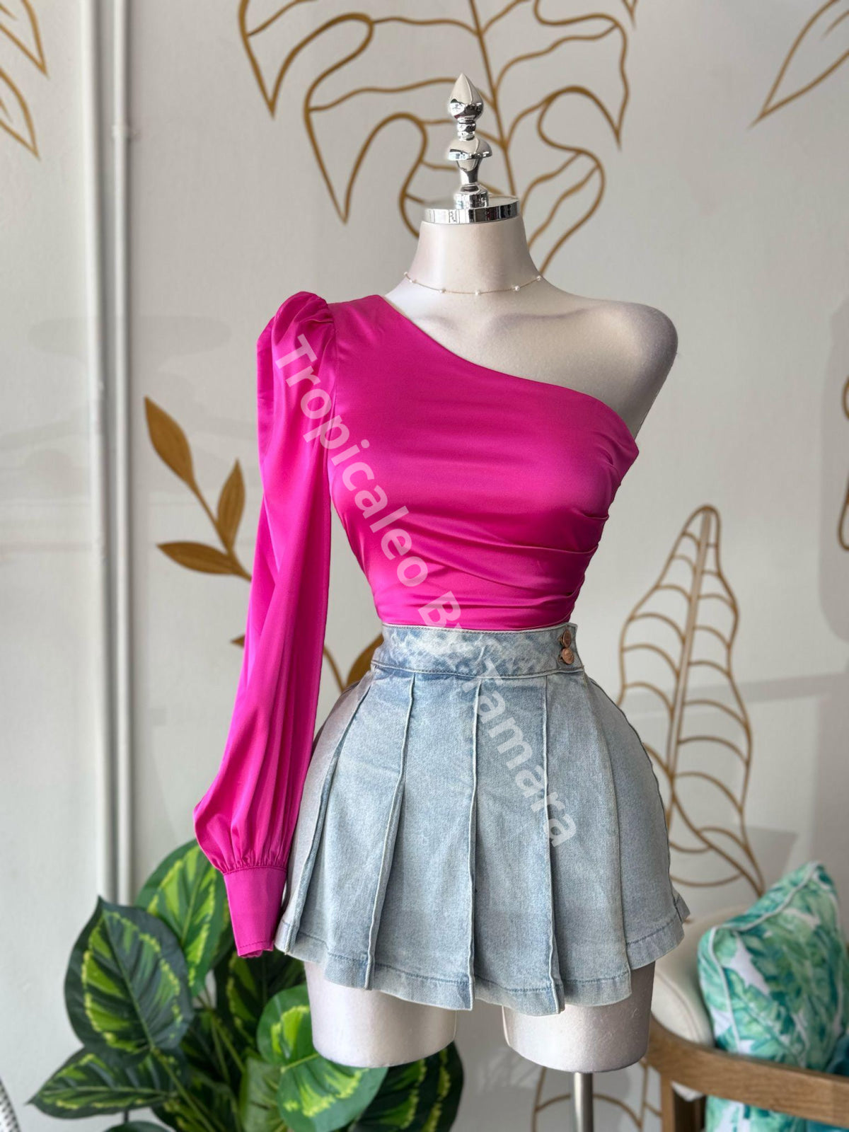 Pink Glam One Shoulder Top