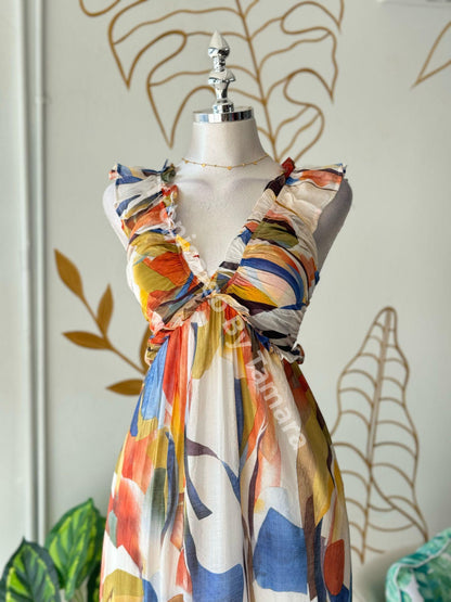 Sunset Breeze V Neck  Maxi Dress