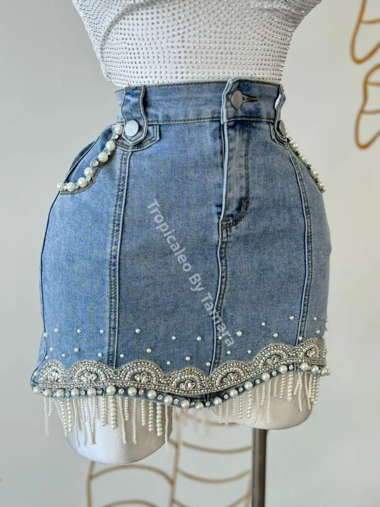 Denim Pearl Skirt (Falda)