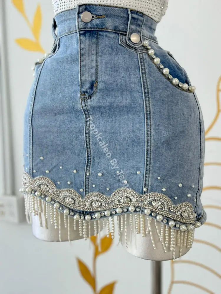 Denim Pearl Skirt (Falda)