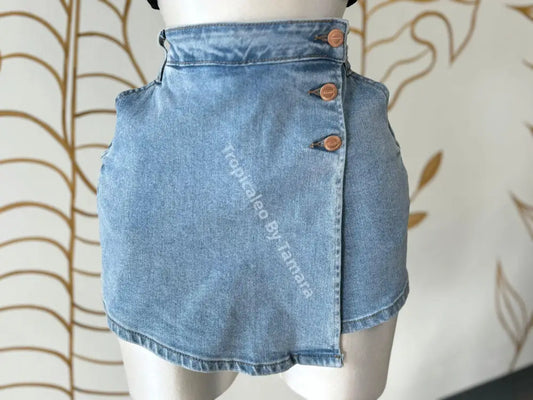 Denim Wrap Skort (Falda-Pantalón)