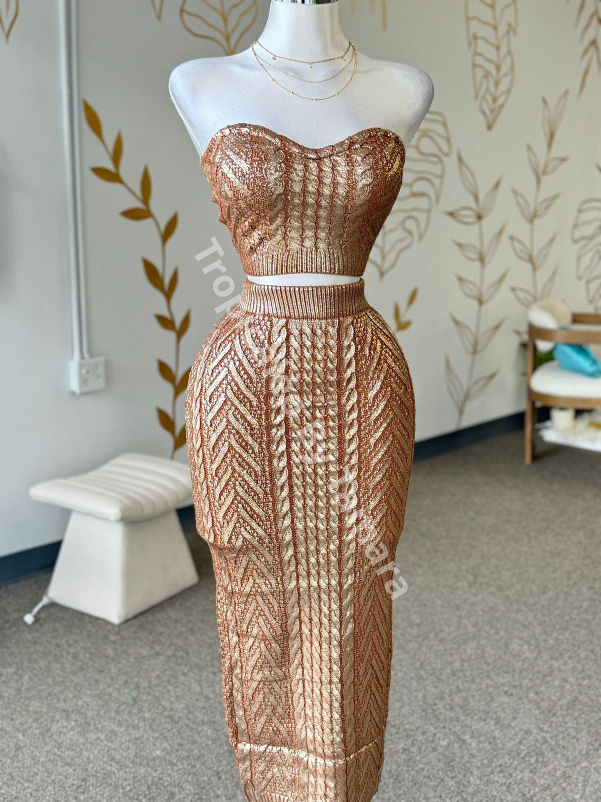 Knit Top And Skirt Set