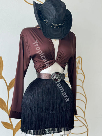 Twist-Front Long Sleeve Blouse