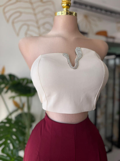 Pantalón Palazzo Vino con Cintura Elástica